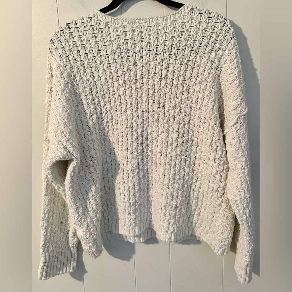 Anthropologie Pilcro Christian White Knit V-Neck Sweater Size M - Picture 9 of 13